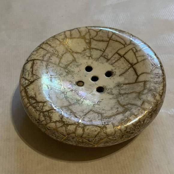 VINTAGE Pair 1990s Hand Made Ceramic SOAP DISH Dated & Signed NIELSEN - Picture 3 of 6